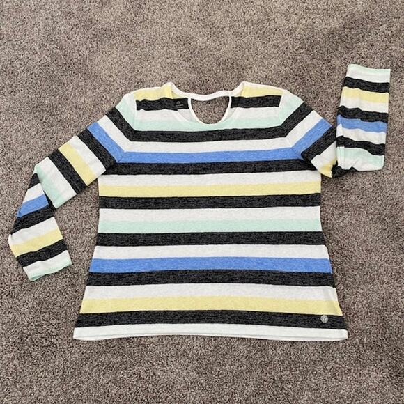 Talbots T by Talbots Soft Knit Long Sleeve Top Keyhole Colorful Women's XL - Picture 8 of 8
